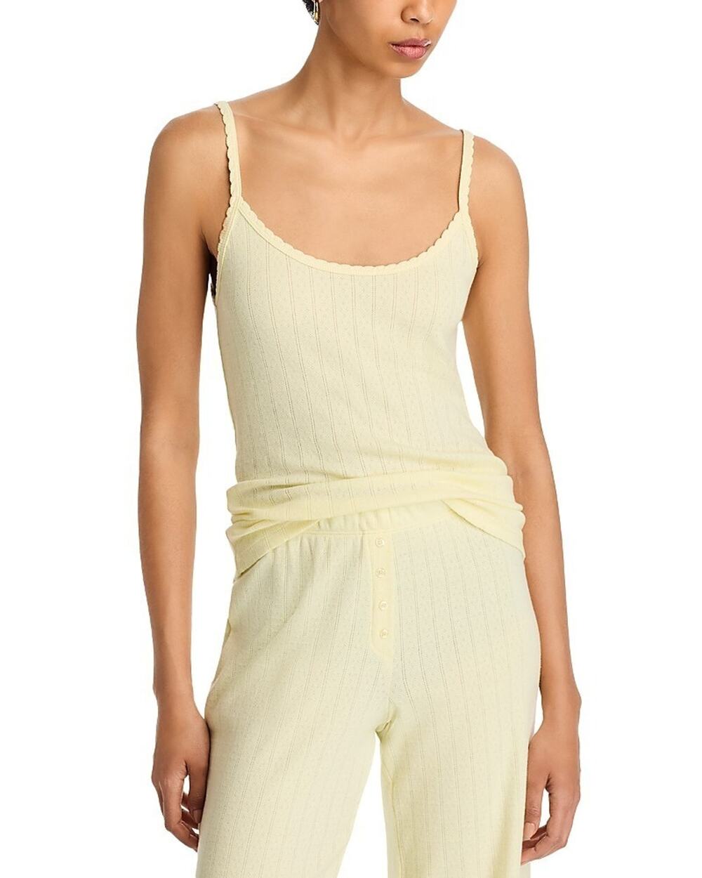 Leset Pointelle Tank Top Yellow Size XL 3443